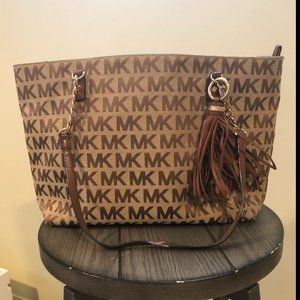 MICHAEL KORS PX-1703 JET SET CHAIN/ TAN AND BROWN TOTE